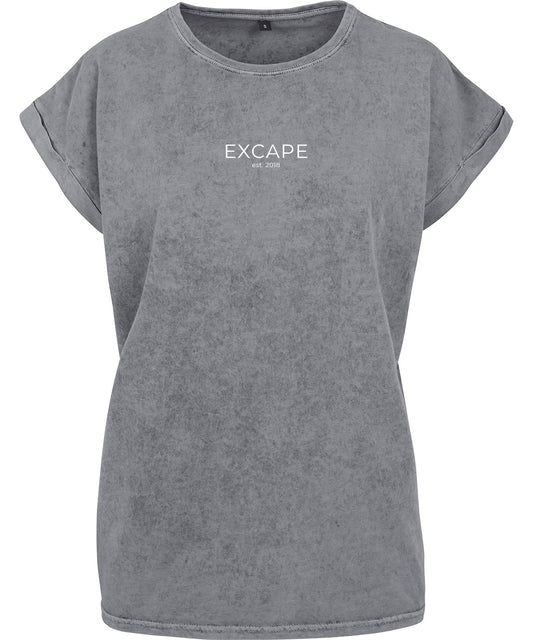 Women's acid washed extended shoulder tee